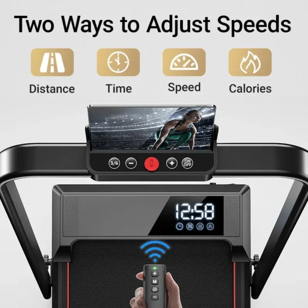 UMAY-Tapis de course pliable à moteur sans balais, vitesse jusqu'à 12 km/h, inclinaison réglable, compact et silencieux-idéal pour l'entraînement à domicile (jusqu'à 136 kg) – Image 2