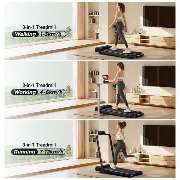 UMAY-Tapis de course pliable à moteur sans balais, vitesse jusqu'à 12 km/h, inclinaison réglable, compact et silencieux-idéal pour l'entraînement à domicile (jusqu'à 136 kg) – Image 7